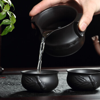 
                                        联合家用 整套紫砂哥窑功夫茶具套装 黑檀花梨实木茶盘乌金石全自动电茶炉茶台茶海 黑檀木-百福-哥窑-龙壶-K88                