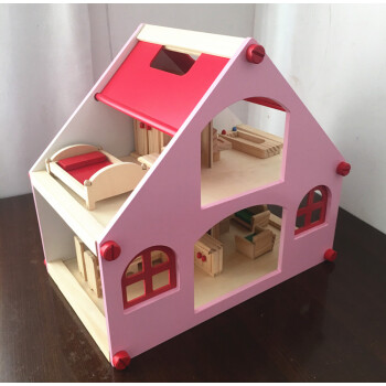 儿童过家家玩具男女孩迷你房子仿真小别墅房间家具套装木制娃娃屋