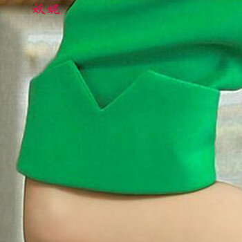 妖妮2015夏秋女薄外套韩版通勤修身显瘦中袖西服休闲小西装 绿色 XL