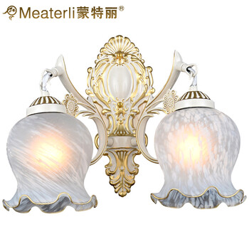 蒙特丽 玄关走廊过道壁灯9055B-2B 欧式田园仿云石花朵状灯具(B)