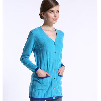 秋尚依绒2013秋装 v领纯<em>羊绒</em>衫<em>女开衫中长款</em>长