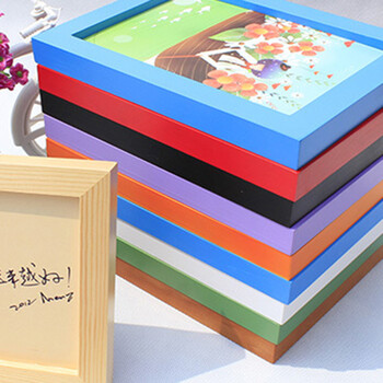 木质礼品相框 平板实木相框 照片墙 8寸挂墙紫色XI5302