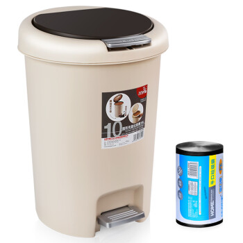 飞达三和 垃圾桶脚踏垃圾桶家用大号创意卫生间厨房客厅带盖手按垃圾筒 圆形10L