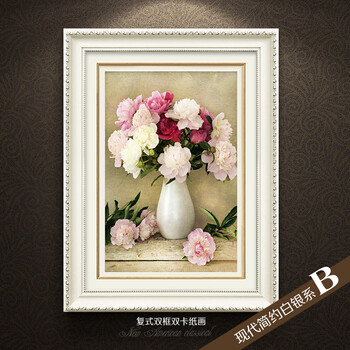 欧喆现代客厅装饰画沙发背景墙画餐厅壁画玄关挂画有框画花开富贵 现代简约白银系-B 45*60cm