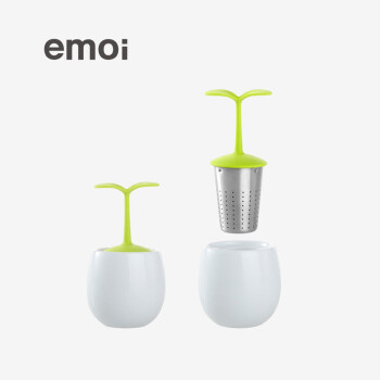 emoi 创意树苗漂浮茶漏 陶瓷不锈钢茶隔茶叶过滤器 日式良品简约基本生活无印北欧风格 绿色+白色