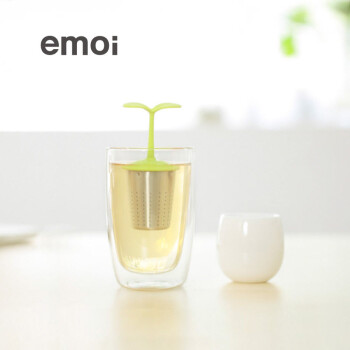 emoi 创意树苗漂浮茶漏 陶瓷不锈钢茶隔茶叶过滤器 日式良品简约基本生活无印北欧风格 绿色+白色