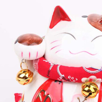
                                        福嘉福  招财猫摆件大号开业礼品陶瓷发财猫存钱罐储蓄罐 红扇                