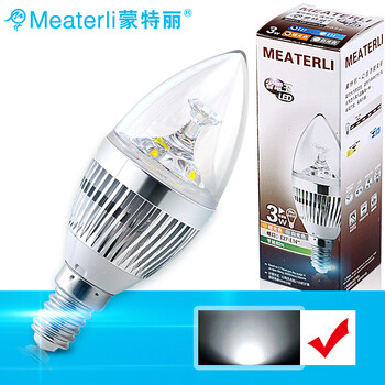 蒙特丽省电王 LED光源尖灯泡3w瓦 E14小口 （年省电费上千/质保3年/只换不修） 白光