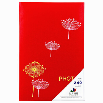 竹取相册创意礼品皮面绣花礼品册4R/6寸PP插袋相册红色宝宝册相片本相簿