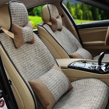 聚灵吉 夏季超柔棉麻纤维汽车坐垫 四季座垫夏