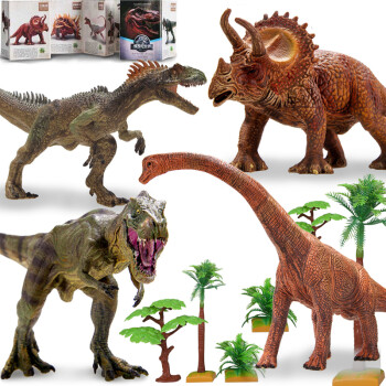 活石 仿真恐龙玩具模型 霸王龙 恐龙野生动物套装 新款豪华四只全套装