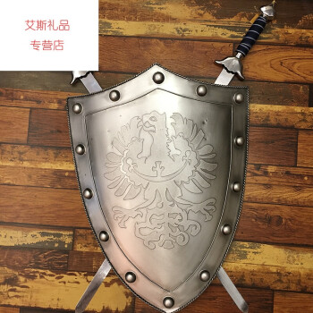 欧式古罗马风格 铁质盾牌 手工酒吧咖啡厅 创意墙面软装 银色 高约