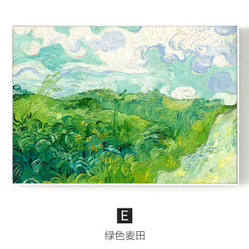 装饰画玄关走廊画抽象画餐厅挂画杏花油画名画墙画壁画 e款:绿色麦田