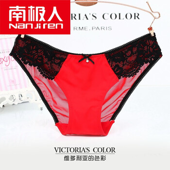 内衣 女式内裤 南极人 南极人女士三角内裤女冰丝透明性感蕾丝纯棉档