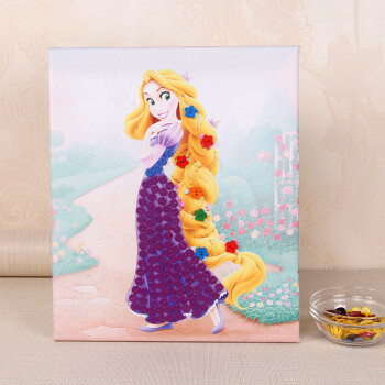 儿童手工制作益智纽扣画diy创意材料包迪士尼公主粘贴画 茉莉公主