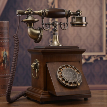 老式民国实木旋转盘电话机仿古复古拨号电话中式古董家用座机 开门红
