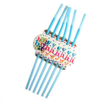 
                                        孩派 生日派对用品 生日聚会 一次性塑料吸管 生日快乐吸管6个                