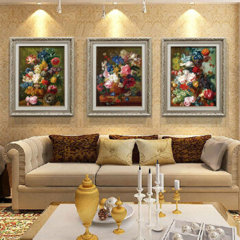 
                                        乐逸欧美式客厅装饰画餐厅挂画玄关壁画花卉 古典卉FGC款51x61cm                