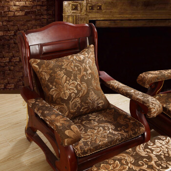 帛然 高档雪尼尔红木沙发垫 实木沙发垫套装 B版咖啡大花 抱枕60*60cm