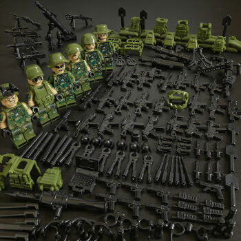 军事积木人仔配件武器装备枪沙包散装小颗粒拼装玩具sn9425 tbs小步队