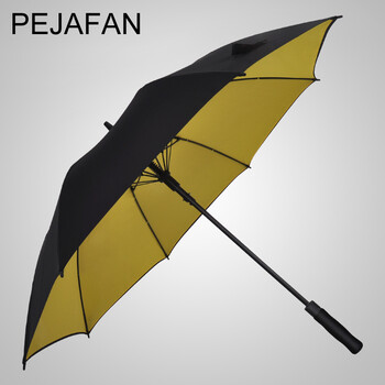 
                                                                                PEJAFAN高端雨伞男士超大商务伞双层加厚自动长柄伞双人大伞户外高尔夫伞超强防风防晒晴雨两用伞 110CM中号双层内黑                