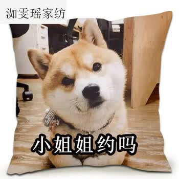 狗年哈士奇抱枕柴犬搞怪狗头表情包单身狗二哈抱枕神烦狗男生靠垫