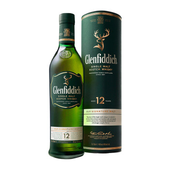 迪(glenfiddich)单一麦芽纯麦威士忌进口洋酒正品 12年 格兰菲迪700ml