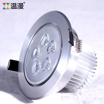温漫 大功率led射灯3w5w全套一体化 客厅家装开孔天花灯 5W 高光银 开孔9.5-10cm 白