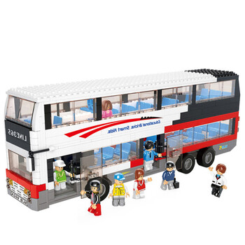 小鲁班 乐高式拼装积木 城市巴士 豪华双层大巴