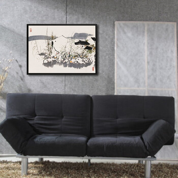 吴冠中作品系列 纯手绘油画 现代中式有框装饰画 客厅书房办公室挂画 印象斑斓 J款 50X60cm
