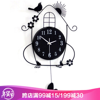 
                                        久久达钟表创意大号摇摆小鸟客厅挂钟时尚田园超静音简约JT1302                
