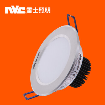 
                                        雷士照明LED筒灯射灯 一体化防雾 天花灯具 过道客厅吊顶灯NLED963 砂银边  分体式7W 开孔95-105mm 暖白光                
