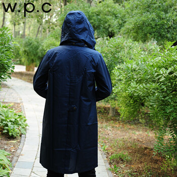 日本w.p.c清新帅气可爱风衣式时尚雨衣-A字款R-1033/S-L均码胸围102cm 深蓝色