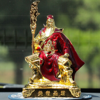 高档车载关二爷佛像保平安创意车内饰品装饰品用品 汽车摆件关公 红袍