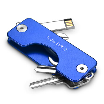 NewBring钥匙收纳器加强版key smart金属钥匙扣创意钥匙圈腰挂迷你钥匙包男大容量多功能 蓝色（加强版）