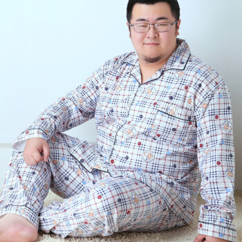 男生140斤胖图片,170cm140斤男生图片 套装胖子中老年人家居服开衫超大号薄款 卡通睡衣套装 l建议120-140斤