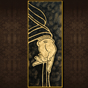 
                                        雅创油画 纯手绘油画东南亚泰式风格金箔画有框画装饰画客厅书房抽象画酒店壁画  如来佛手 第一幅 40*100CM单幅价格                
