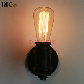 
                                        KC灯具  loft铁艺水管造型创意酒吧 壁灯复古咖啡厅装饰灯床头灯 卧室 墙灯 配小笛灯泡-40W                