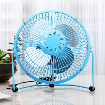 六寸铁艺风扇 360°旋转迷你风扇 蓝色