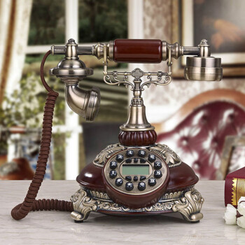 
                                        艾蒂斯 仿古电话机座机欧式电话机老式复古创意时尚家庭办公有绳电话机 8675按键款                
