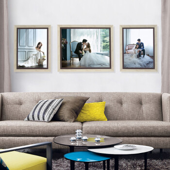 婚纱照放大相框欧式实木油画框48寸全家福挂墙创意照片定制作 三组合