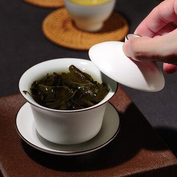 
                                                            品道家居 白盖碗陶瓷茶碗手工盖碗茶杯 功夫茶具三才碗                