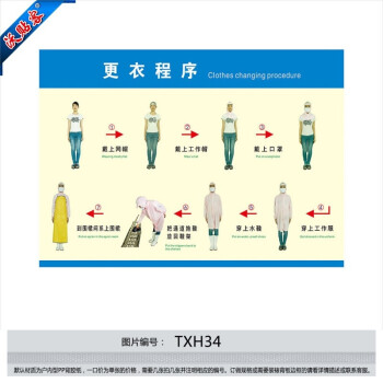 沃贴客 工厂车间工作流程挂图海报 食品厂更衣程序宣传画墙贴纸txh34