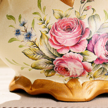 
                                        奇居良品（CREATE FOR LIFE）  欧式摆件 仿真花假花装饰花卉绢花花艺套装 瓦特尔A款花瓶+6束香槟色玫瑰                