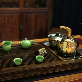 
                                        汉唐（hantang） 茶具套装功夫茶具自动抽水茶盘茶海 实木茶台排水式茶托盘大号如意 黑紫檀单茶盘 80.6*44.2*8.1cm                