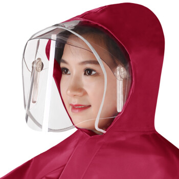 
                                        麦雨(Maiyu)雨衣男女电动车摩托车加大雨衣单人加厚透明大帽檐雨披 机械三帽檐加大款（紫红）                