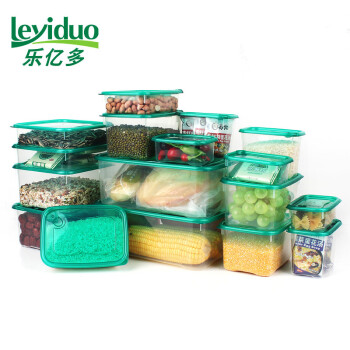 
                                        乐亿多 保鲜盒套装冰箱食品冷冻收纳盒塑料微波炉加热便当饭盒17件套                