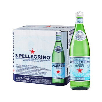 意大利原装进口 圣培露（S.PELLEGRINO）充气天然矿泉水750ml*12瓶（玻璃瓶）整箱