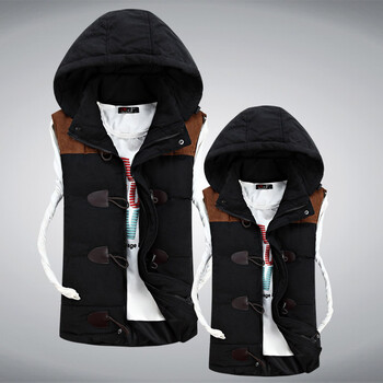 异惑 新款男士羽绒棉<em>马甲男款</em> 时尚撞色可脱卸