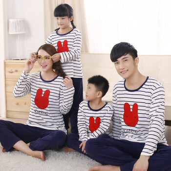 心仪树 高档纯棉亲子<em>睡衣</em>女童男童<em>可爱</em>卡通胡